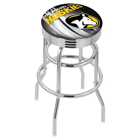 Holland Bar Stool Co 25" Chrome 2-Ring Michigan Tech Swivel Bar Stool, Accent Ring L7C3C25MITech-D2